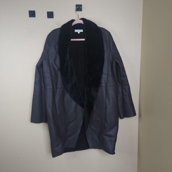 Victor Alfaro x RTR Brown Faux Leather Coat Size L - Picture 1 of 10